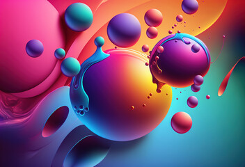 Paint bubbles graphic fluid neon color water drop - obrazy, fototapety, plakaty