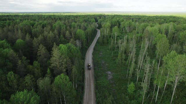 Motor Grader Constructing and Leveling Forest Road