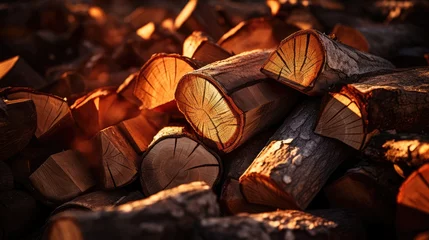 Tuinposter Cut the wood pieces, AI generated Image © musa
