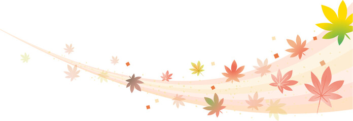 紅葉したモミジの葉のベクターフレーム画像