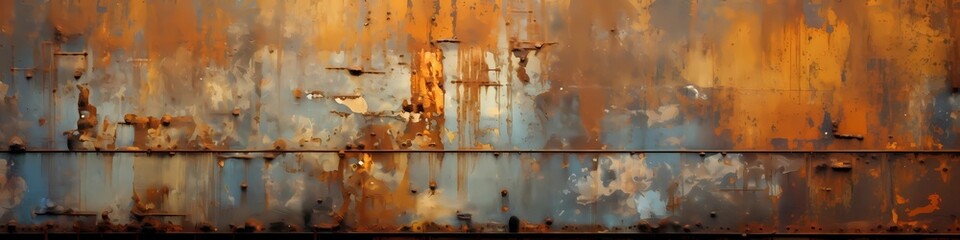A rusty metallic background. Banner with copy space for text. Ai Generative