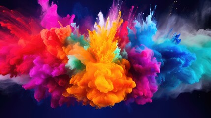 Fototapeta na wymiar Colorful rainbow paint color powder explosion, AI generated Image