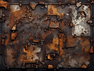 A rusty metallic background. Banner with copy space for text. Ai Generative