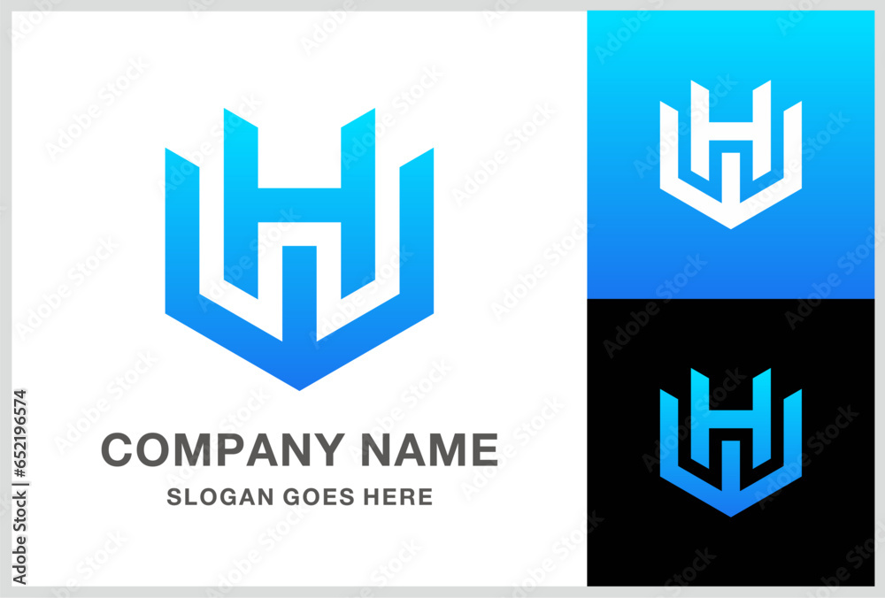 Wall mural Monogram Letter HW Business Company Stock Vector Logo Design Template
