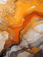 A beautiful organic stone texture background with black orange and white undertones. Interior design. Generative Ai