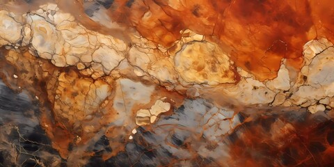 A beautiful organic stone texture background with black orange and white undertones. Interior design. Generative Ai