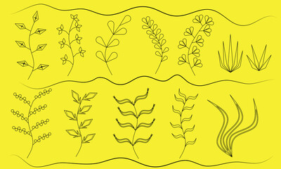 graphic vector of various kinds of plants in line art style. can be used for clip art or elements in advanced designs