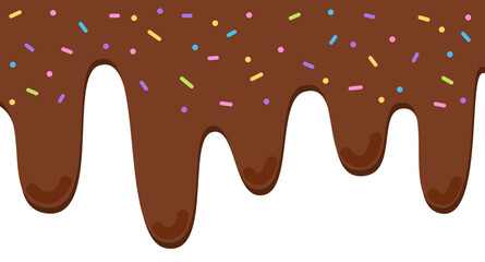 Chocolate paint splashes melted dessert dripping glaze cream flat illustration