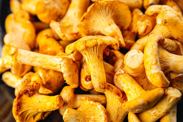 mushroom chanterelle fresh plant mushrooms delicious chanterelles food snack on the table copy space food background rustic top view 