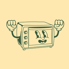 Vintage character design of oven
