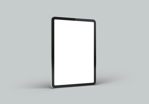 PARIS - France - March 15, 2023: Apple Ipad Pro, silver color - Realistic 3d rendering, screen mockup on white background