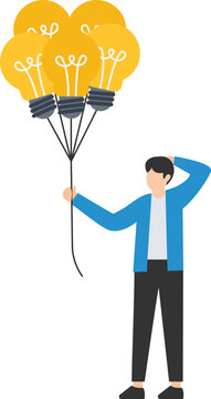 Helpful tips for business, Useful ideas or smart tricks to success, Advice or suggestion information for improvement, Holding lightbulb ideas balloon telling helpful tips

