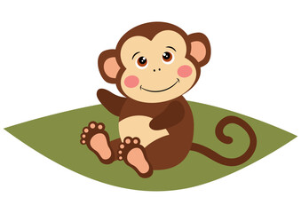 Cute happy monkey sitting on forest