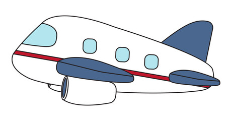 Fototapeta premium Cute Passenger Airplane in Cartoon