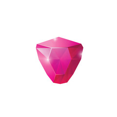 Ruby crystal, quartz or crystalline pink mineral, faceted precious rock, jewelry or gem stones, vector game decor item