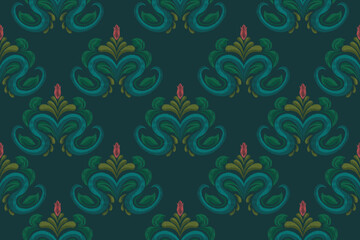 Seamless digital motif patterns woven, embroidered, ikat
