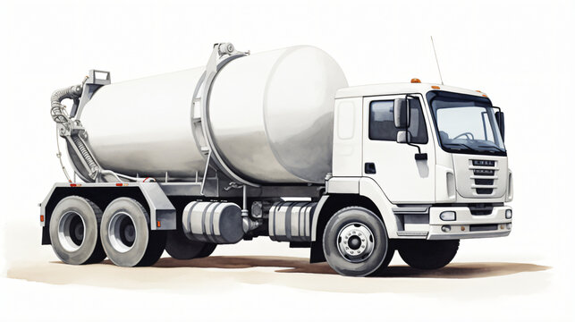 White cement truck with white background