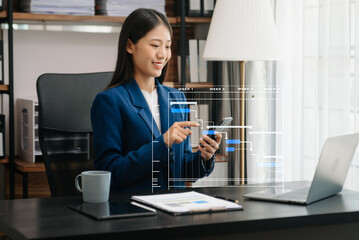 Project manager working and update tasks with milestones progress planning and Gantt chart scheduling diagram. business working with smart phone, tablet and laptop