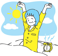 朝すっきり目覚めた女性