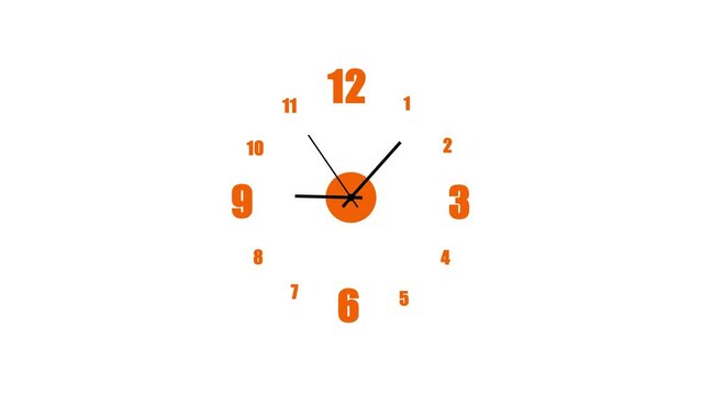 clock animation. 4K (UltraHD) loop able video animation of time lapse of clock on white background. 1233