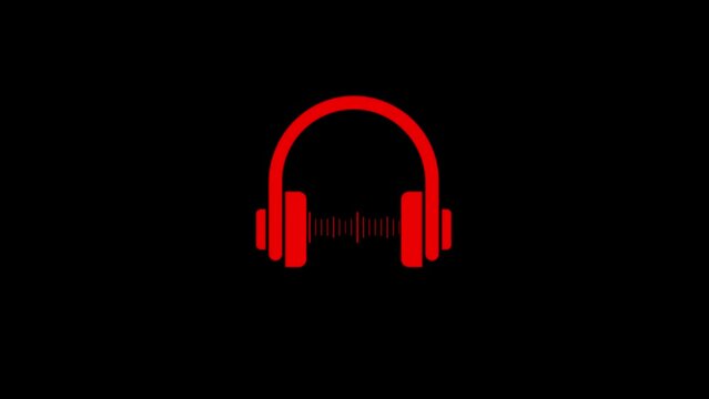 Headphones and equalizers. headphone with sound sign animation, headset icon animation.  Sound wave background. 