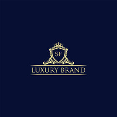 SF Luxury lion crest logo - royal lion vector template