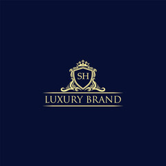 SH Luxury lion crest logo - royal lion vector template
