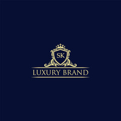 SK Luxury lion crest logo - royal lion vector template