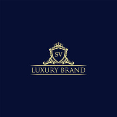 SV Luxury lion crest logo - royal lion vector template