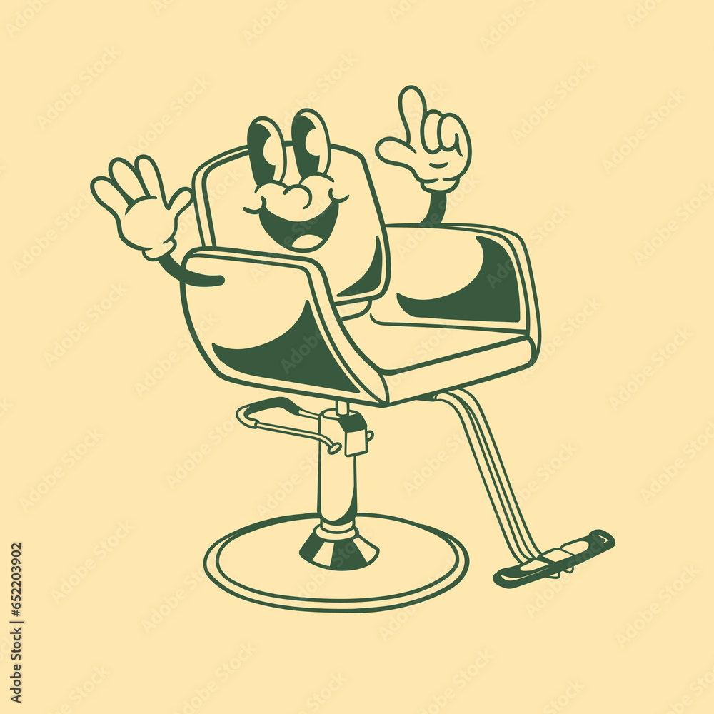 Wall mural vintage character design of barber chair