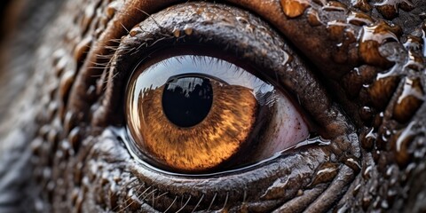 Eye of a hippo, close-up, pupil
