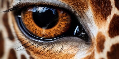 Eye of a giraffe close-up, pupil - obrazy, fototapety, plakaty