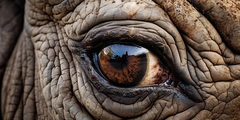 Poster Im Rahmen Eye of a rhino, close-up, pupil © Teppi