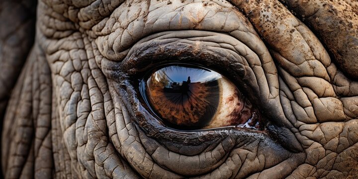 Fototapeta Eye of a rhino, close-up, pupil