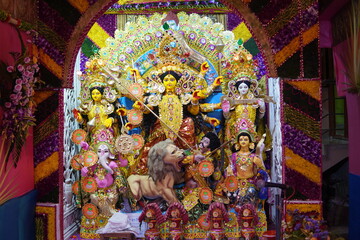 Goddess Durga: Durga Puja festival is the most famous festival in kolkata of India. Durga idol.