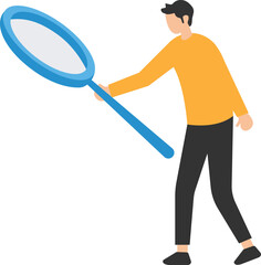 Observation or inspection to find out and discover useful information, Detective or investigate and analyze data, Looking through magnifying glass, Search for evidence

