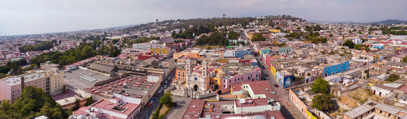 Beautiful view of the Holy Cross Parish in Puebla,  Mexico 4k landscape destinations 2024 america 