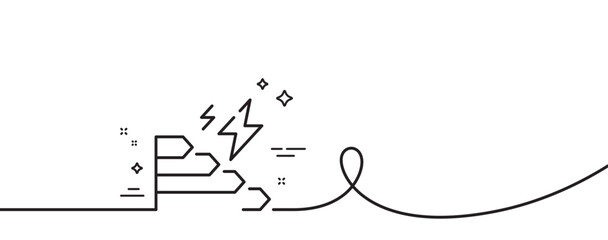 Consumption growth line icon. Continuous one line with curl. Electric power up trend sign. Energy chart symbol. Consumption growth single outline ribbon. Loop curve pattern. Vector