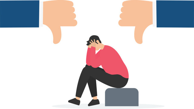 Negative feedback, Bad review or one star customer feedback, Terrible or poor quality user experience, Low rating result or disappointment, Thumb down giving bad review star

