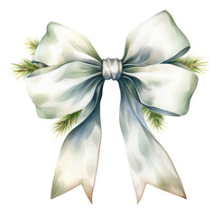 Watercolor illustration Christmas holiday bow, Generative AI png image.