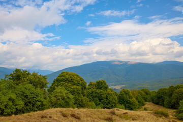 beautiful mountain landscape on a September day in the Carpathian mountains in Romania.