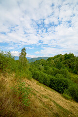 beautiful mountain landscape on a September day in the Carpathian mountains in Romania.