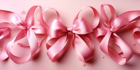 Realistic pink ribbon. Breast cancer awareness symbol