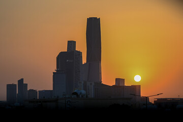 Fototapeta na wymiar Sunset in Riyadh, Saudi Arabia. Riyadh is the capital of Saudi Arabia.