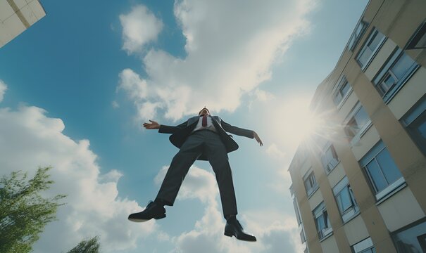 office workers fall from the sky, ai generative