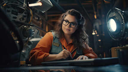 plus-size woman working as an industrial engineer