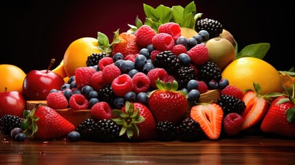 vibrant colors and flavors of ripe, fresh fruit. Showcase the beauty of wholesome food
