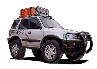 Tough SUV with Cargo Transport on the Cabin Roof