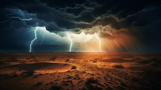 thunderstorm desert Generative AI