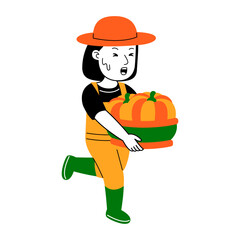  young woman farmer vector illustration
